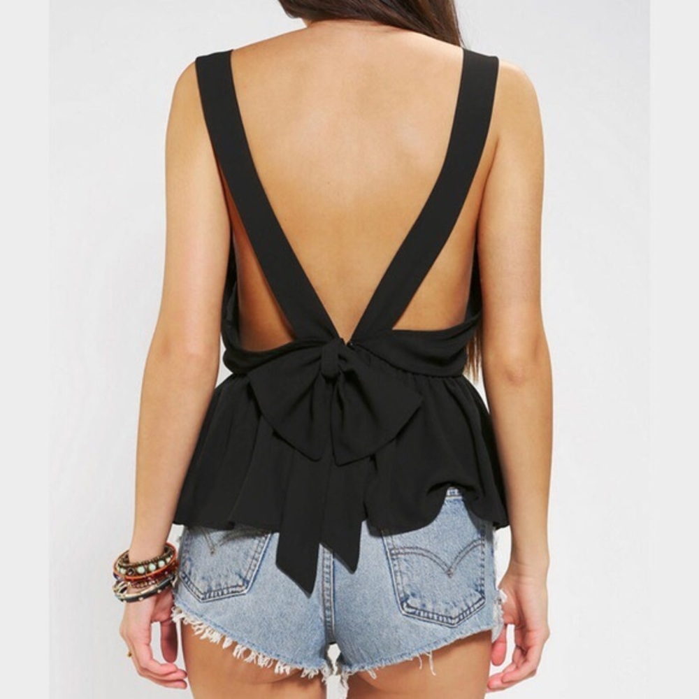 UO Pins&Needles Open Back Bow Top